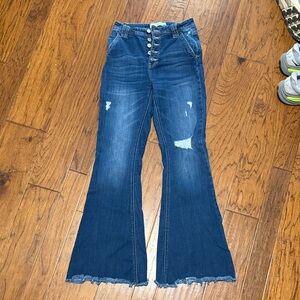 KanCan Distressed Dark Blue Flare Jeans